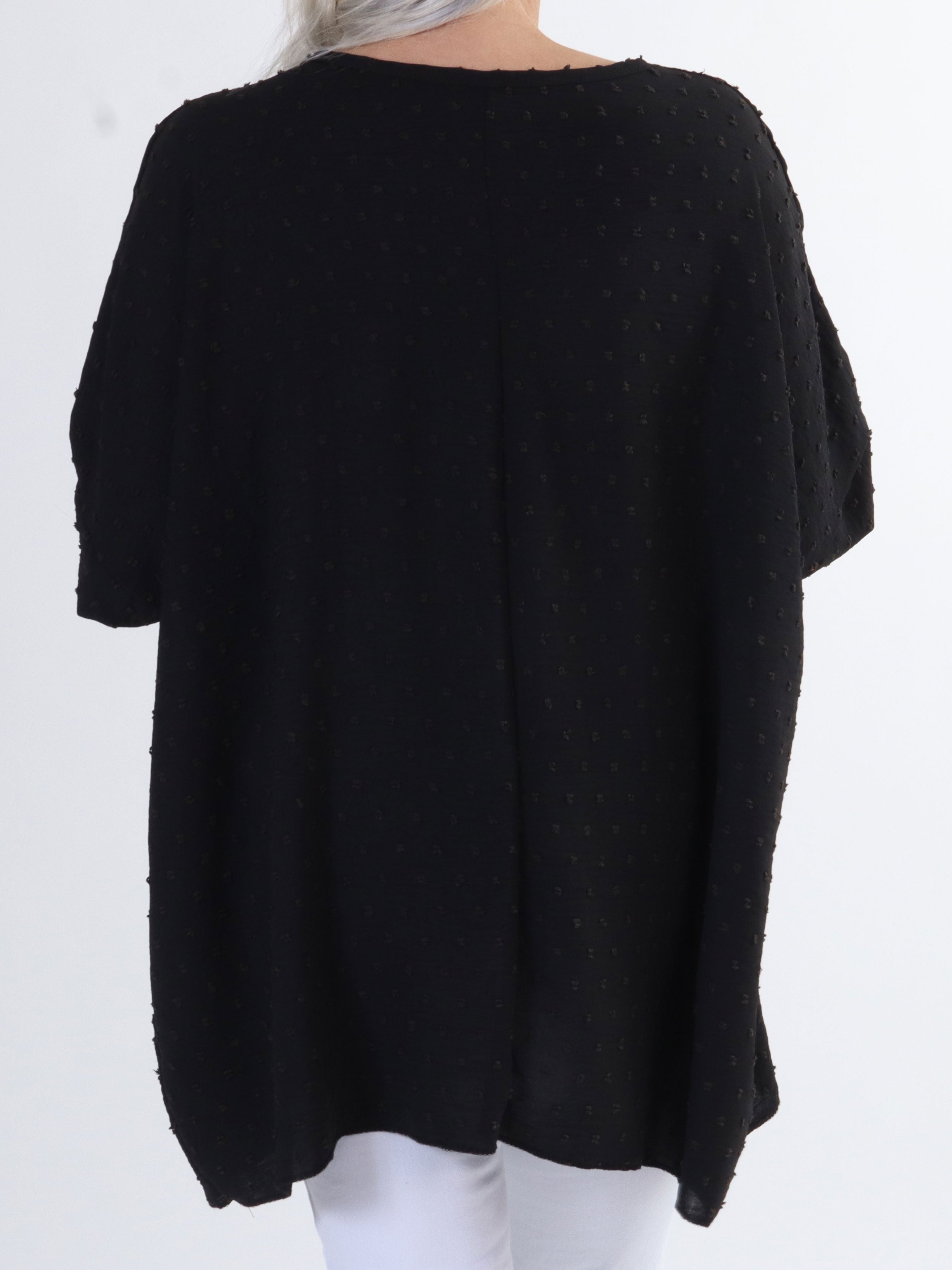 Mileah - Sød plus size bluse med prikket detaljer